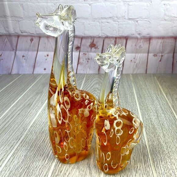 Vintage Murano Art Glass Figurine Giraffe Mother and Calf.  Set of 2. - Picture 2 of 11